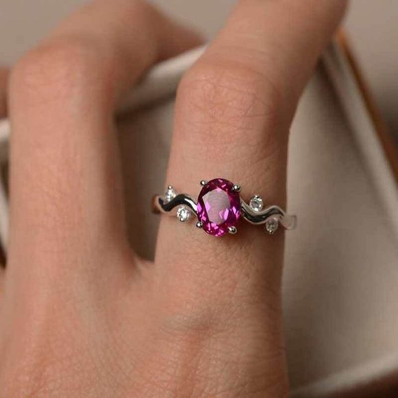 Cut Ruby Diamond Ring 925 Sterling Silver Titanium FAST SHIPPING! - Picture 3 of 6